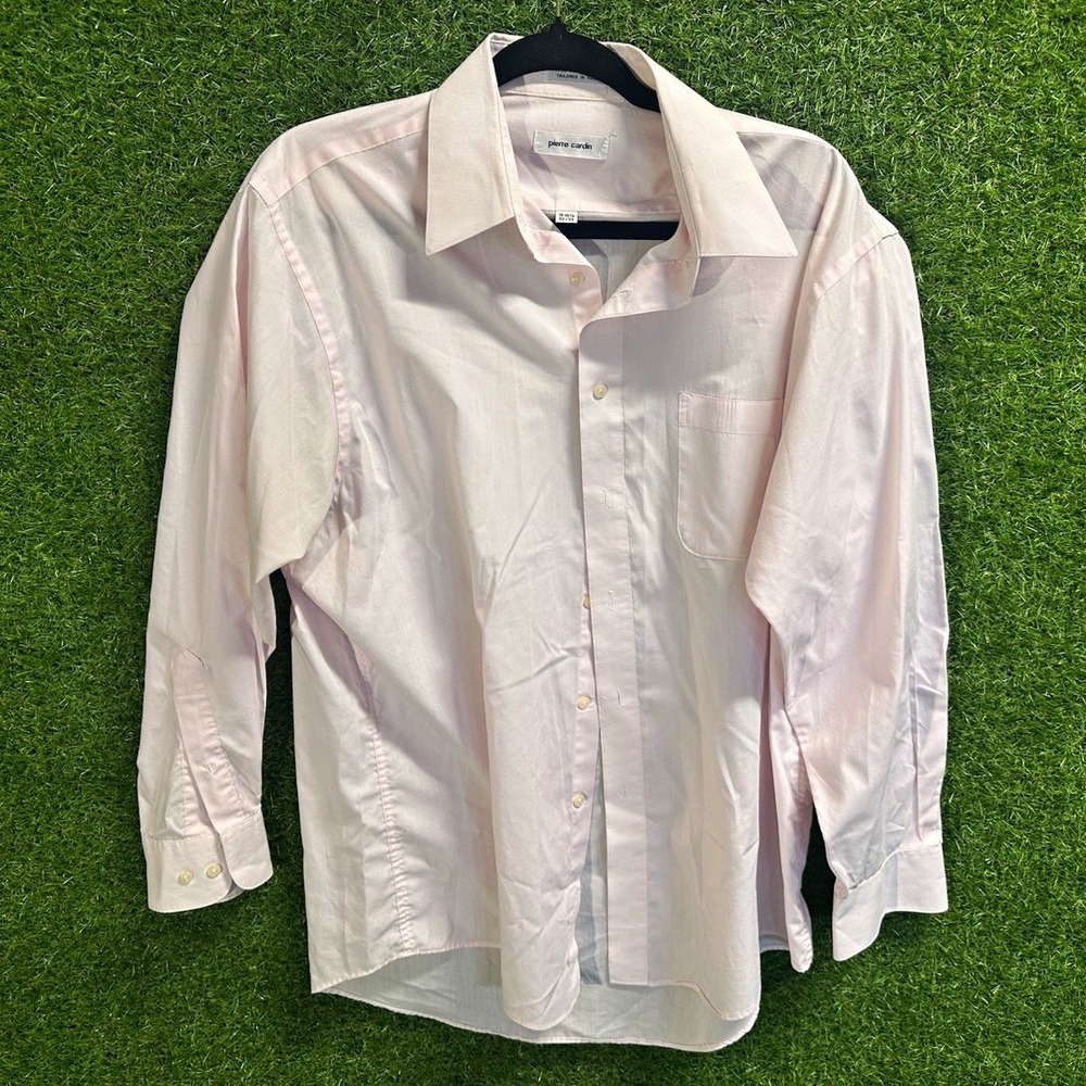 Pierre Cardin Mens Tailored Fit Dress Shirt Pink Solid 16-16.5 32/33 Long Sleeve